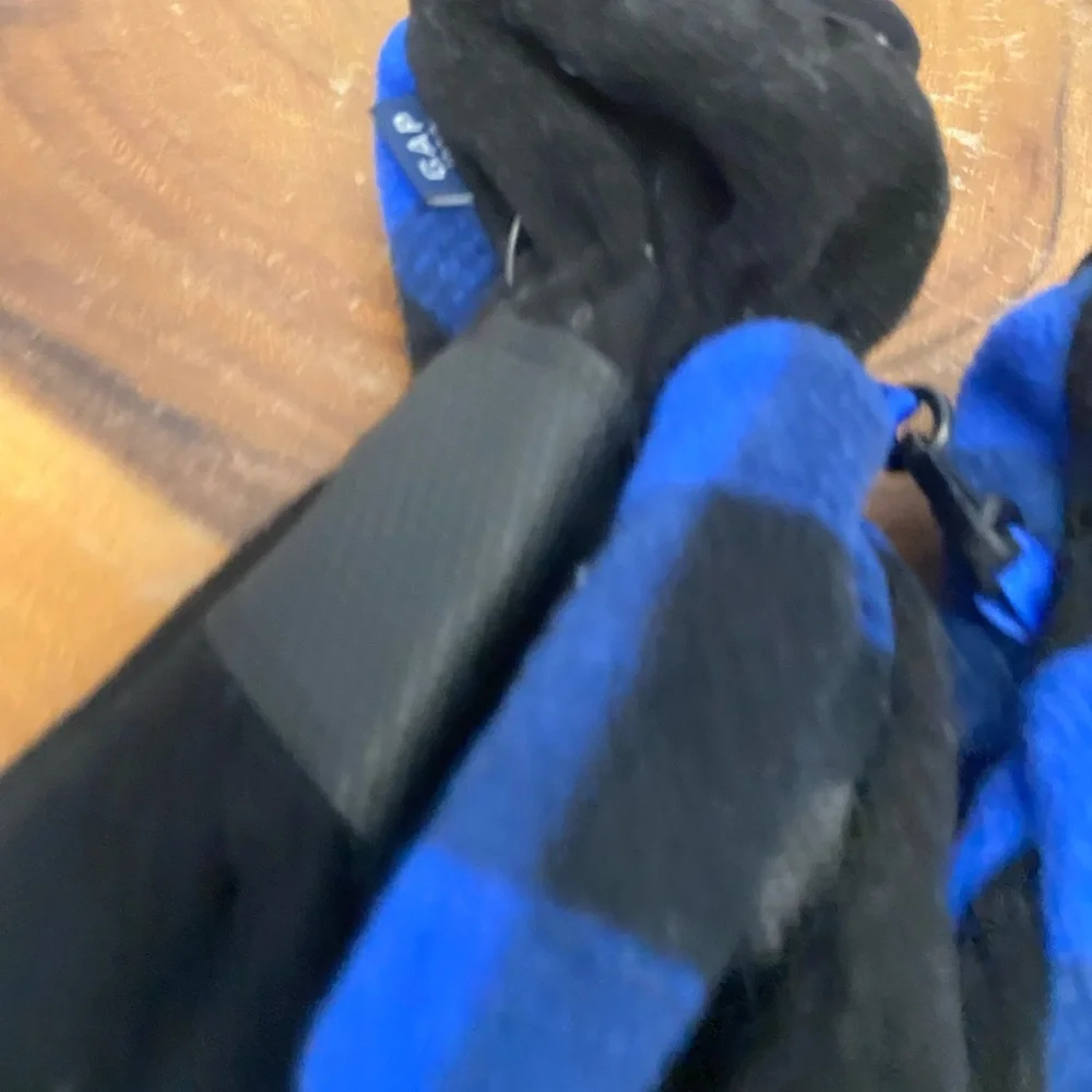 Gap Blue Fleece Buffalo Check Winter Gloves